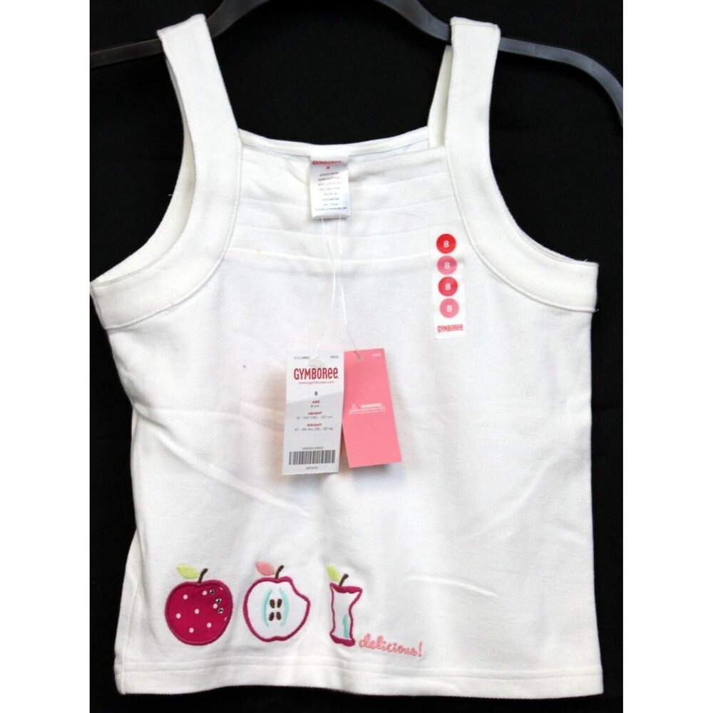 NEW 2007 Gymboree Candy Apple Tank Top sz 8 Shirt Applique Embroidery Pleated